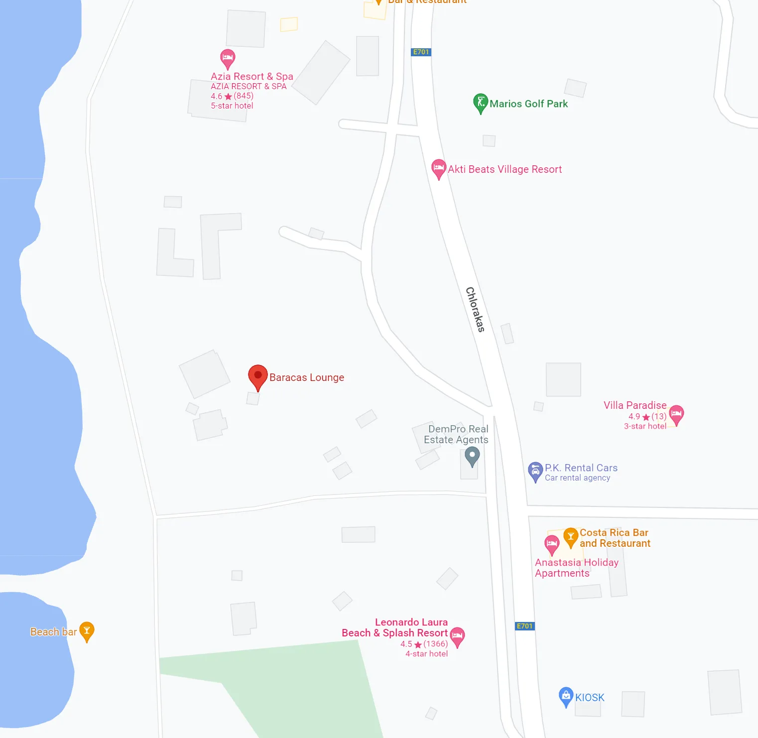Baracas Lounge, Paphos Map